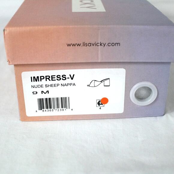 Lisa Vicky Impress-V Nude Sheep Nappa Block Heel Sandal Size 9M Slide NIB - Picture 6 of 6